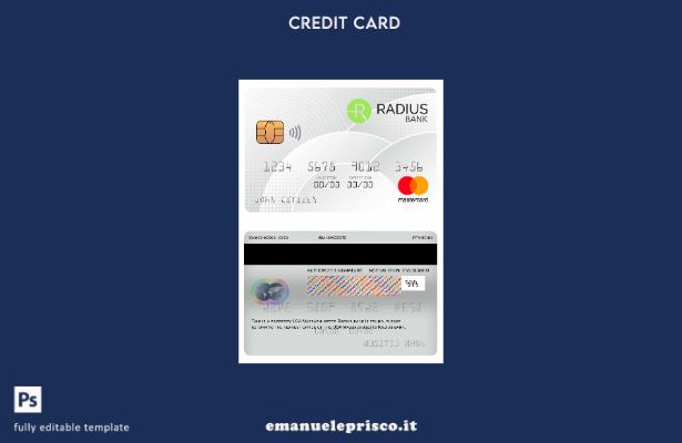 modello mastercard USA Massachusetts Radius Bank in stile verificato